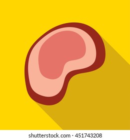 Piece of meat icon in flat style with long shadow. Food symbol