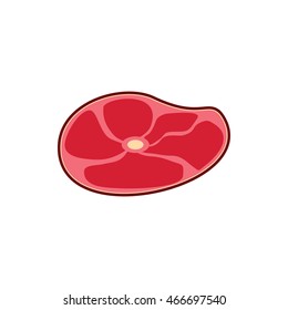 Piece of meat icon in flat style isolated on white background. Food symbol