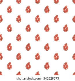 Piece of meat pattern. Cartoon illustration of piece of meat vector pattern for web