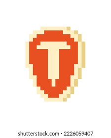 Piece of meat pixel art. Raw chop 8 bit. pixelated Vector illustration