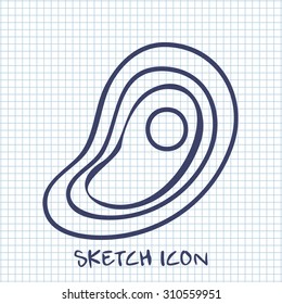 piece of meat sketch icon. Food symbol 