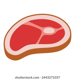 Pedazo de carne, filete con hueso, estilo de dibujos animados. Ilustración vectorial aislada sobre fondo blanco, dibujado a mano, diseño plano