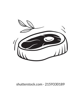 Piece of meat steak. Vector illustration in doodle style.