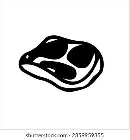 Un pedazo de carne. Ilustración de vectores dibujada a mano en blanco y negro. Silueta, icono, logotipo, dibujo, plantilla, garabatos.