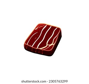 A piece of meat with veins or a steak on a white background. Vector illustration