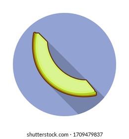 ein Stück melonfarbenes langes Schattensymbol. Einfache Vektorillustration von Fruchtsymbolen für i und ux, website oder mobile Applikationen