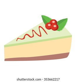 Piece of mint berry mooseberry cheesecake, Isolated vector object