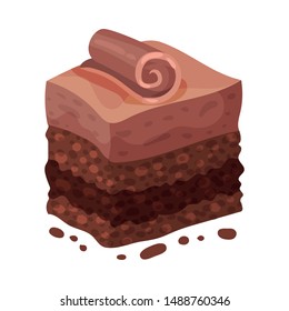 Piece of multi-layer cake. Vector illustration on a white background.