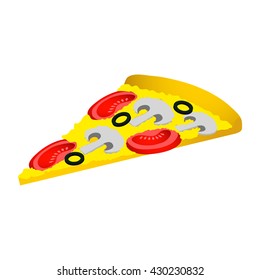 A piece of mushroom pizza. Vector illustration.