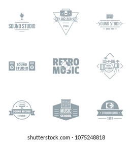 Piece of music logo set. Simple set of 9 piece of music vector logo for web isolated on white background