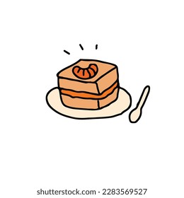 piece of orange cake, hand drawn style vector on white background