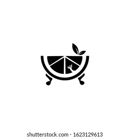 Piece of orange, creative design fruit logo vector illustration minimal flat