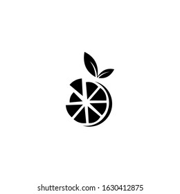 Piece of orange, creative design fruit logo vector illustration minimal flat
