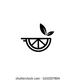 Piece of orange, creative design fruit logo vector illustration minimal flat