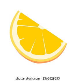 Piece of orange fruit isolated on white background, Food rich in vitamin C and dietary fiber