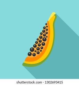 Piece of papaya icon. Flat illustration of piece of papaya vector icon for web design