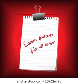 piece of paper and binder clip, Vector graphic