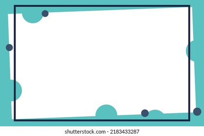 A piece of paper and a dark blue line frame within teal background. Background with copyspace. Suitable for card, presentation, cover, and wallpaper.