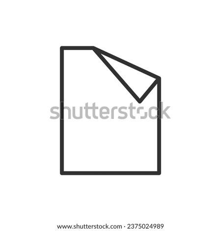 A piece of paper with a folded edge, linear icon. Line with editable stroke