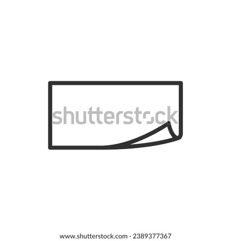 A piece of paper with a folded edge, linear icon. Line with editable stroke