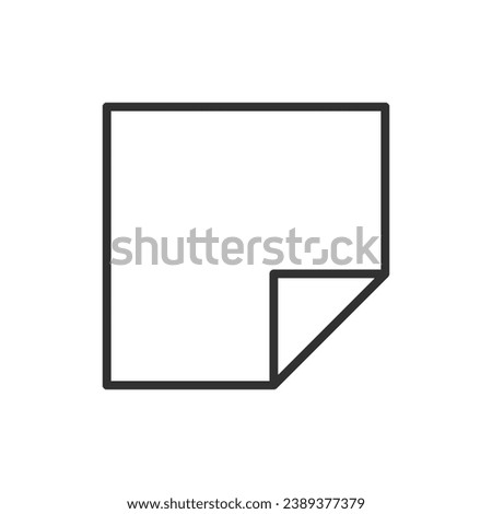 A piece of paper with a folded edge, linear icon. Line with editable stroke