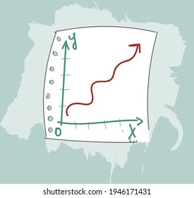 a piece of paper with a growth chart drawn on it. Vector