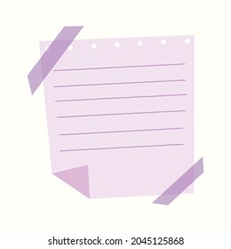 A piece of paper in a line on scotch tape. Vector illustration in flat style