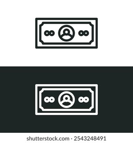 A piece of paper money icon isolated on white background. Vector illustrations are made with vector-based software, not AI generated results.