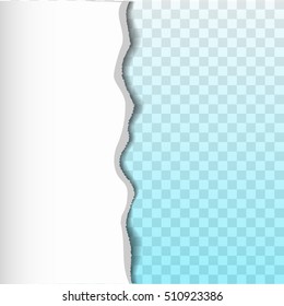 A piece of paper on the isolation of transparent light blue background. Vector illustration of paper pieces isolation on a transparent background