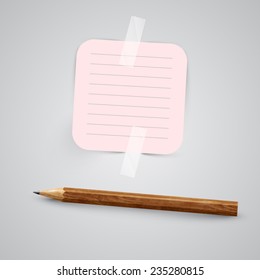 A piece of paper with a pencil, vector