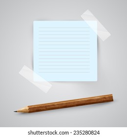 A piece of paper with a pencil, vector