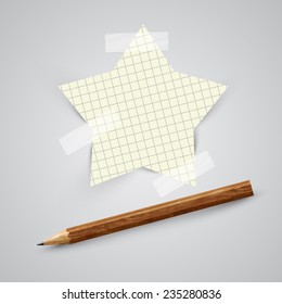 A piece of paper with a pencil, vector