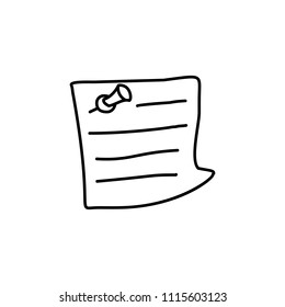 piece of paper with a pin sketch icon. Element of education icon for mobile concept and web apps. Outline piece of paper with a pin sketch icon can be used for web and mobile on white background