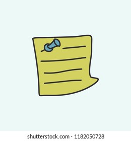 piece of paper with a pin sketch icon. Element of education icon for mobile concept and web apps. Field outline piece of paper with a pin sketch icon can be used for web and mobile on blue background