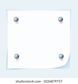 Piece of paper pinned to message board. Frame. Vector graphics