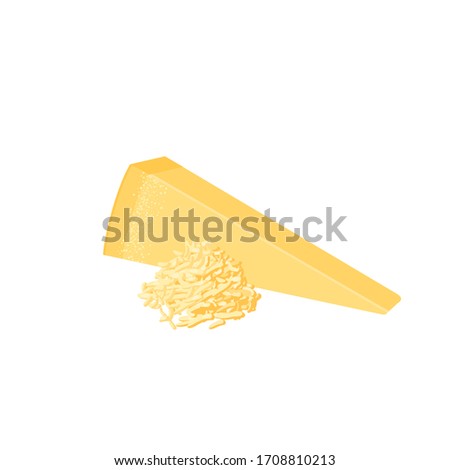 Piece of parmesan cheese. Vector illustration cartoon flat icon isolated on white.