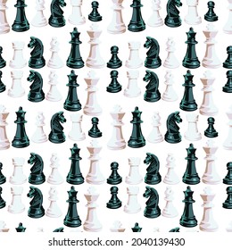 A piece pattern for playing chess. Chessmen. For printing on fabric.