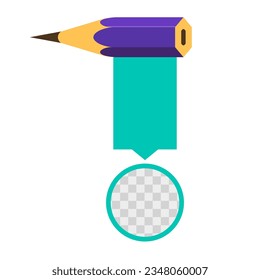 Piece of pencil with circle vector design element. Abstract customizable symbol for infographic with blank copy space. Editable shape for instructional graphics. Visual data presentation component