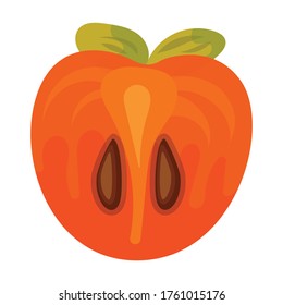 Pieza del icono vector persimmon.Icono del vector de dibujos animados aislado sobre la pieza de fondo blanco del persimón.