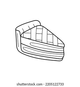 Piece of pie. Coloring book for children. Outline on a white background. Vector illustration