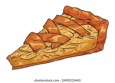 Piece of pie detailed logotype colorful with pastries with meat or fruit filling prepared with your own hands vector illustration