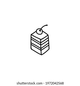 A piece of pie. Doodle vector illustration. Isolated on a white background.