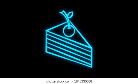 Piece of pie icon in neon style. Simple thin line, outline vector of Autumn icons for UI and UX, website or mobile application.