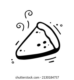 Piece of pie. Sketch of pie. Hand drawn fast food, home food illustration in doodle style.
