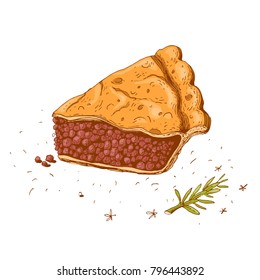 Piece of pie, vector illustration.