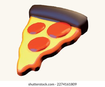 piece of pizza 3d illustration icon.