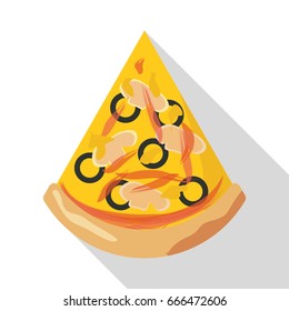 Piece of pizza flat icon. You can be used pizza icon for several purposes like: websites, UI, UX, print templates, promotional materials, info-graphics, web and mobile phone apps.