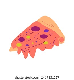 Piece of pizza icon element vector illustration in flat style