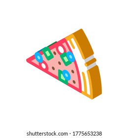 Piece Of Pizza Icon Vector. Isometric Piece Of Pizza isometric sign. color isolated symbol illustration