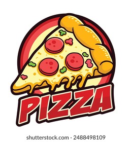 Un pedazo de diseño de Vector de ilustración de pizza adecuado para restaurantes, comida callejera, franquicias y cafés